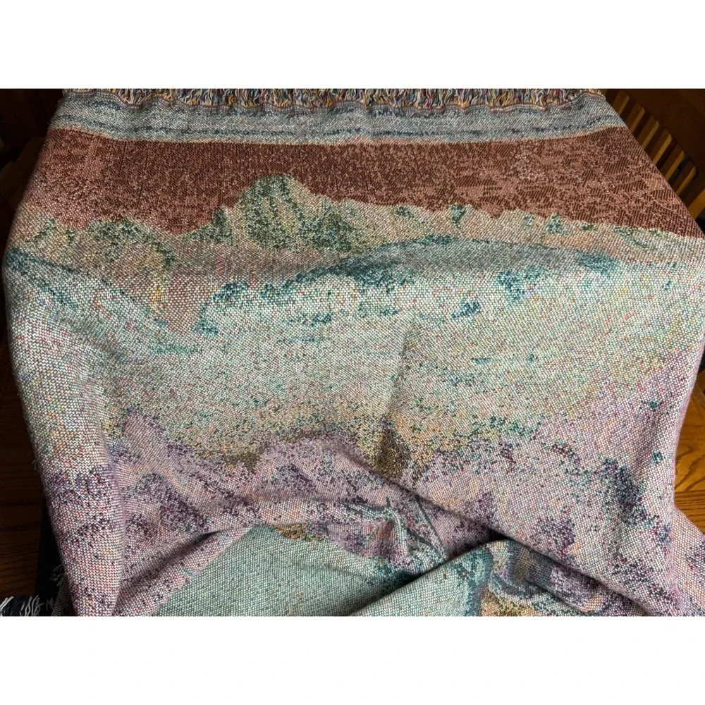 Vintage Woven Tapestry Throw Blanket-Moose, Cabin Lodge Decor, Fringed Edge